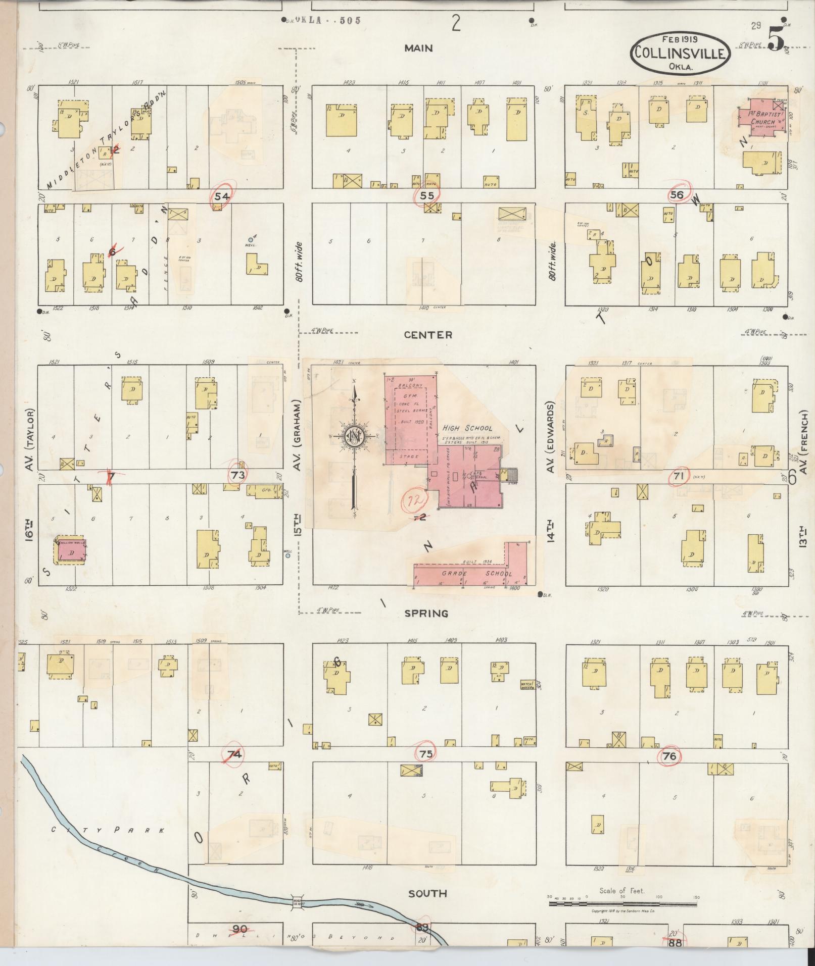 Sanborn Fire Insurance Map from Collinsville, Tulsa County, Oklahoma (1936), Sheet #0005 - Historic Sanborn Fire Insurance Map Print, vintage old map wall art, antique decor, genealogy gift, Oklahoma Oklahoma map
