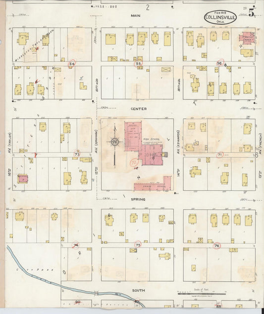 Sanborn Fire Insurance Map from Collinsville, Tulsa County, Oklahoma (1936), Sheet #0005 - Historic Sanborn Fire Insurance Map Print, vintage old map wall art, antique decor, genealogy gift, Oklahoma Oklahoma map