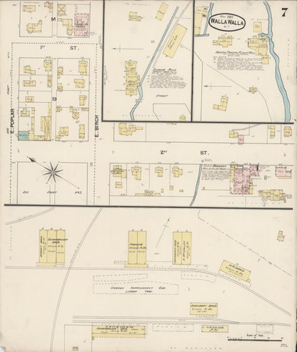 Sanborn Fire Insurance Map from Walla Walla, Walla Walla County, Washington (1889), Sheet #0007 - Complete Map Set gallery image, historic Sanborn map, vintage wall art, Washington Washington