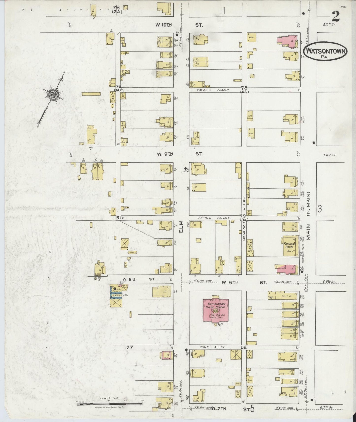 Sanborn Fire Insurance Map from Watsontown, Northumberland County, Pennsylvania (1921), Sheet #0002 - Complete Map Set gallery image, historic Sanborn map, vintage wall art, Pennsylvania Pennsylvania