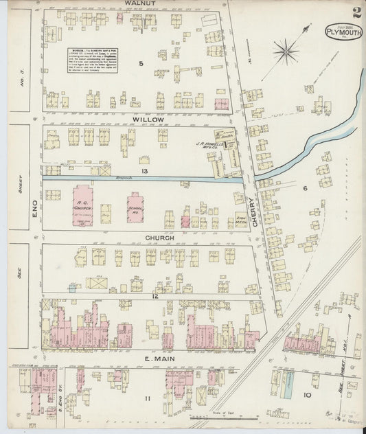 Sanborn Fire Insurance Map from Plymouth, Luzerne County, Pennsylvania (1884), Sheet #0002 - Historic Sanborn Fire Insurance Map Print, vintage old map wall art, antique decor, genealogy gift, Pennsylvania Pennsylvania map