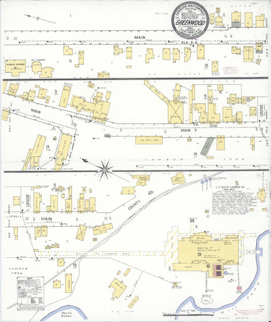 Sanborn Fire Insurance Map from Greenwood, Mendocino County, California (1909), Sheet #0001 - Historic Sanborn Fire Insurance Map Print, vintage old map wall art, antique decor, genealogy gift, California California map