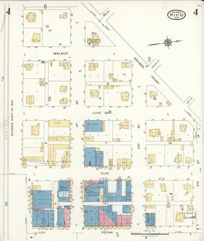 Sanborn Fire Insurance Map from Hico, Hamilton County, Texas (1923), Sheet #0004 - Historic Sanborn Fire Insurance Map Print, vintage old map wall art, antique decor, genealogy gift, Texas Texas map