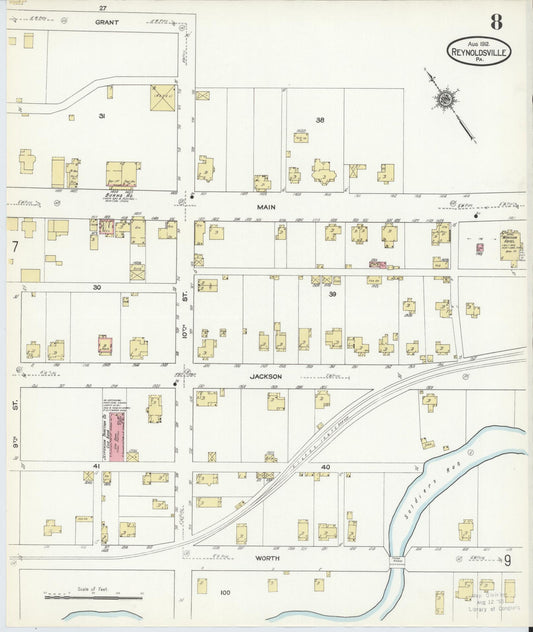 Sanborn Fire Insurance Map from Reynoldsville, Jefferson County, Pennsylvania (1912), Sheet #0008 - Historic Sanborn Fire Insurance Map Print, vintage old map wall art, antique decor, genealogy gift, Pennsylvania Pennsylvania map