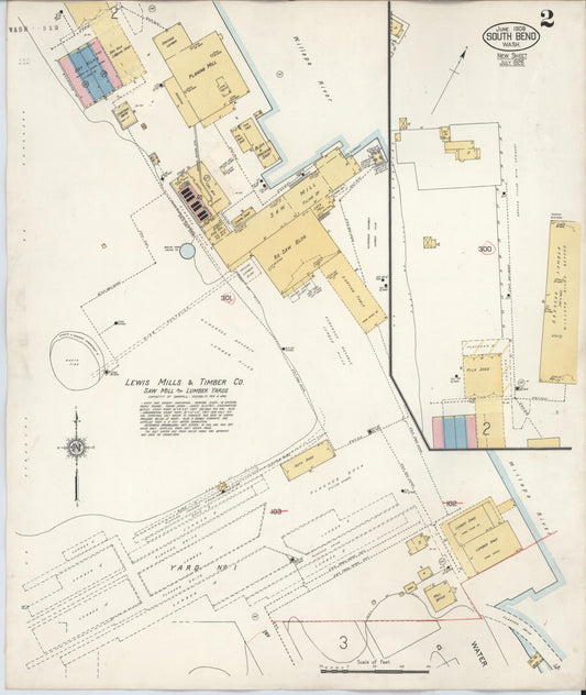 Sanborn Fire Insurance Map from South Bend, Pacific County, Washington (1929), Sheet #0002 - Historic Sanborn Fire Insurance Map Print, vintage old map wall art, antique decor, genealogy gift, Washington Washington map