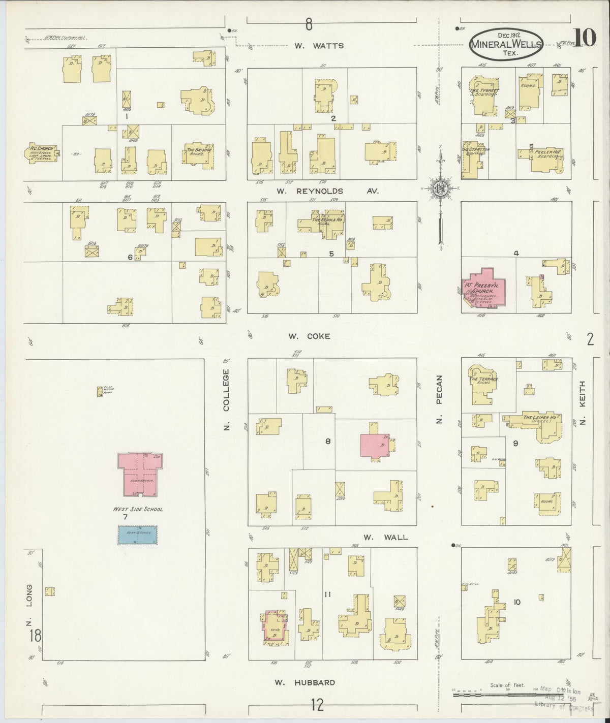 Sanborn Fire Insurance Map from Mineral Wells, Palo Pinto County, Texas (1912), Sheet #0010 - Complete Map Set gallery image, historic Sanborn map, vintage wall art, Texas Texas