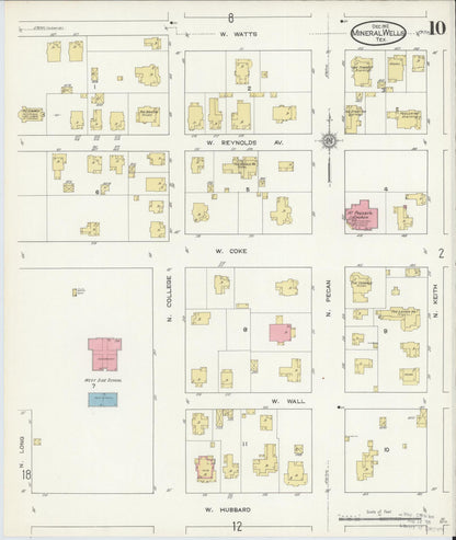 Sanborn Fire Insurance Map from Mineral Wells, Palo Pinto County, Texas (1912), Sheet #0010 - Complete Map Set gallery image, historic Sanborn map, vintage wall art, Texas Texas