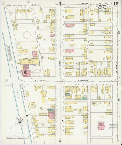 Sanborn Fire Insurance Map from Rome, Oneida County, New York (1904), Sheet #0016 - Complete Map Set gallery image, historic Sanborn map, vintage wall art, New York New York