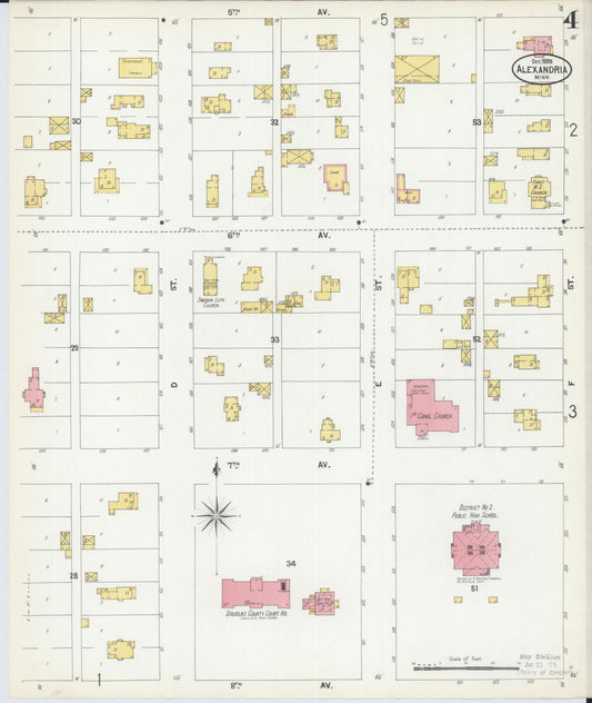 Sanborn Fire Insurance Map from Alexandria, Douglas County, Minnesota (1899), Sheet #0004 - Historic Sanborn Fire Insurance Map Print, vintage old map wall art, antique decor, genealogy gift, Minnesota Minnesota map