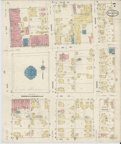 Sanborn Fire Insurance Map from Rochester, Fulton County, Indiana (1913), Sheet #0007 - Complete Map Set gallery image, historic Sanborn map, vintage wall art, Indiana Indiana