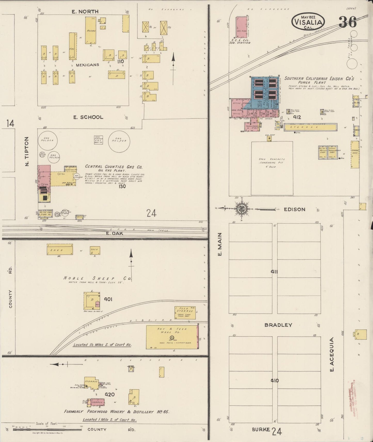 Sanborn Fire Insurance Map from Visalia, Tulare County, California (1922), Sheet #0036 - Complete Map Set gallery image, historic Sanborn map, vintage wall art, California California