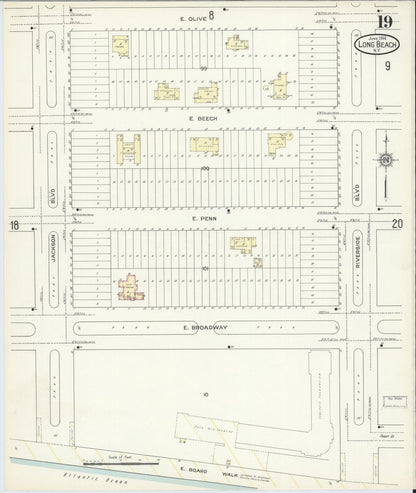 Sanborn Fire Insurance Map from Long Beach, Nassau County, New York (1914), Sheet #0019 - Complete Map Set gallery image, historic Sanborn map, vintage wall art, New York New York