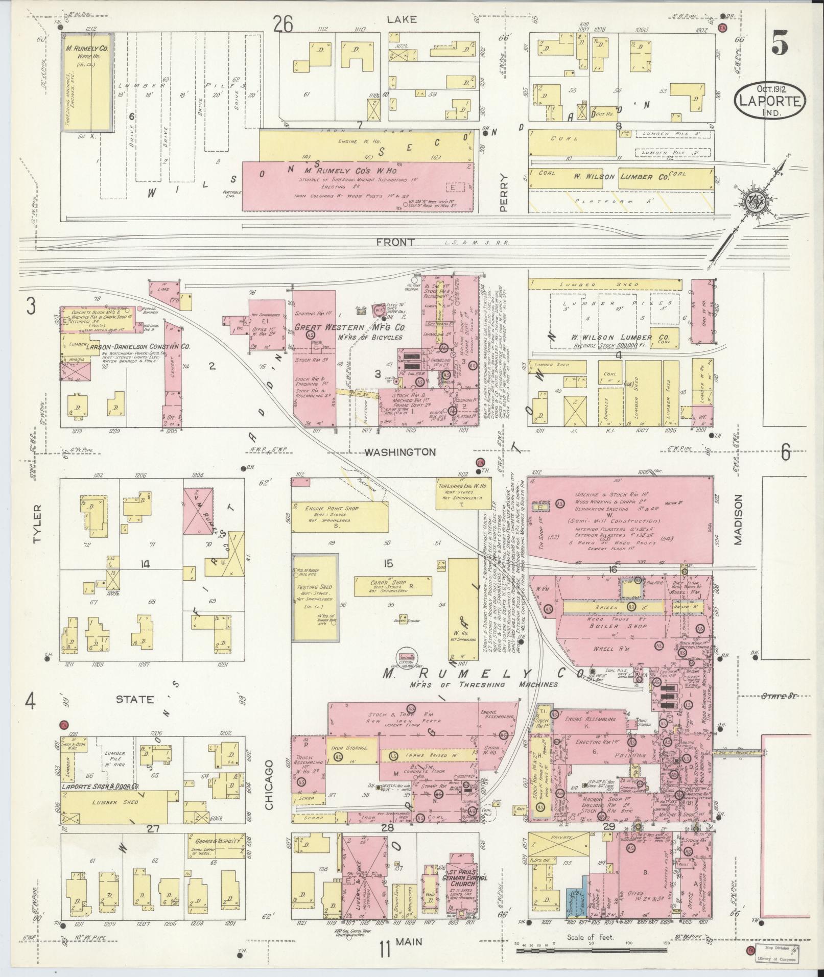 Sanborn Fire Insurance Map from La Porte, La Porte County, Indiana (1912), Sheet #0005 - Complete Map Set gallery image, historic Sanborn map, vintage wall art, Indiana Indiana