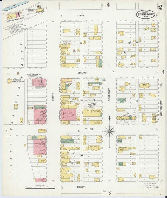 Sanborn Fire Insurance Map from Barnesville, Clay County, Minnesota (1899), Sheet #0002 - Historic Sanborn Fire Insurance Map Print, vintage old map wall art, antique decor, genealogy gift, Minnesota Minnesota map