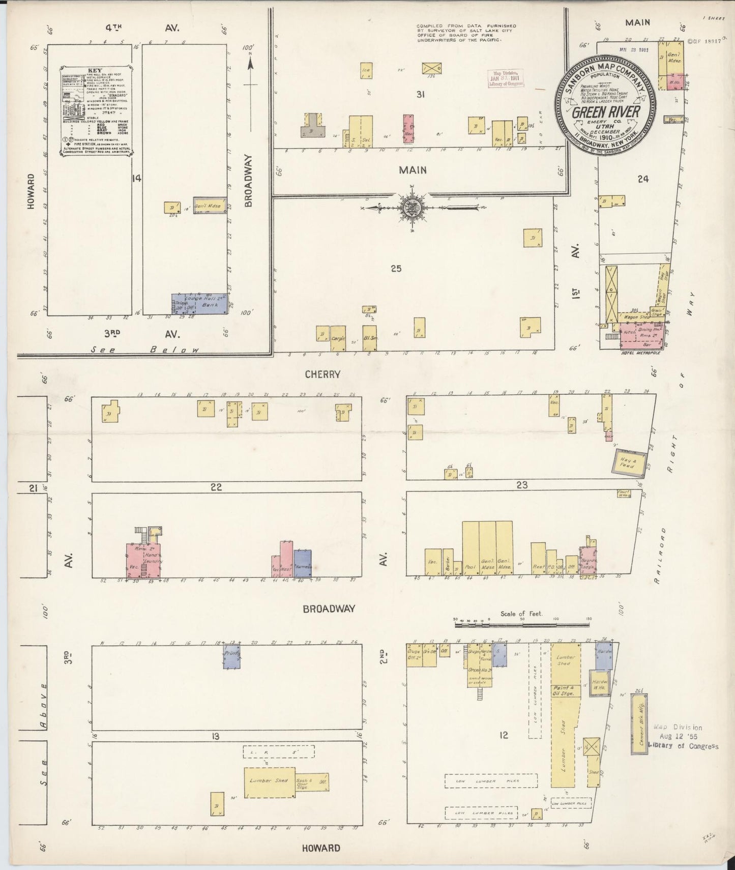 Sanborn Fire Insurance Map from Green River, Emery County, Utah. (1910) – Historic Sanborn Fire Insurance Map Print