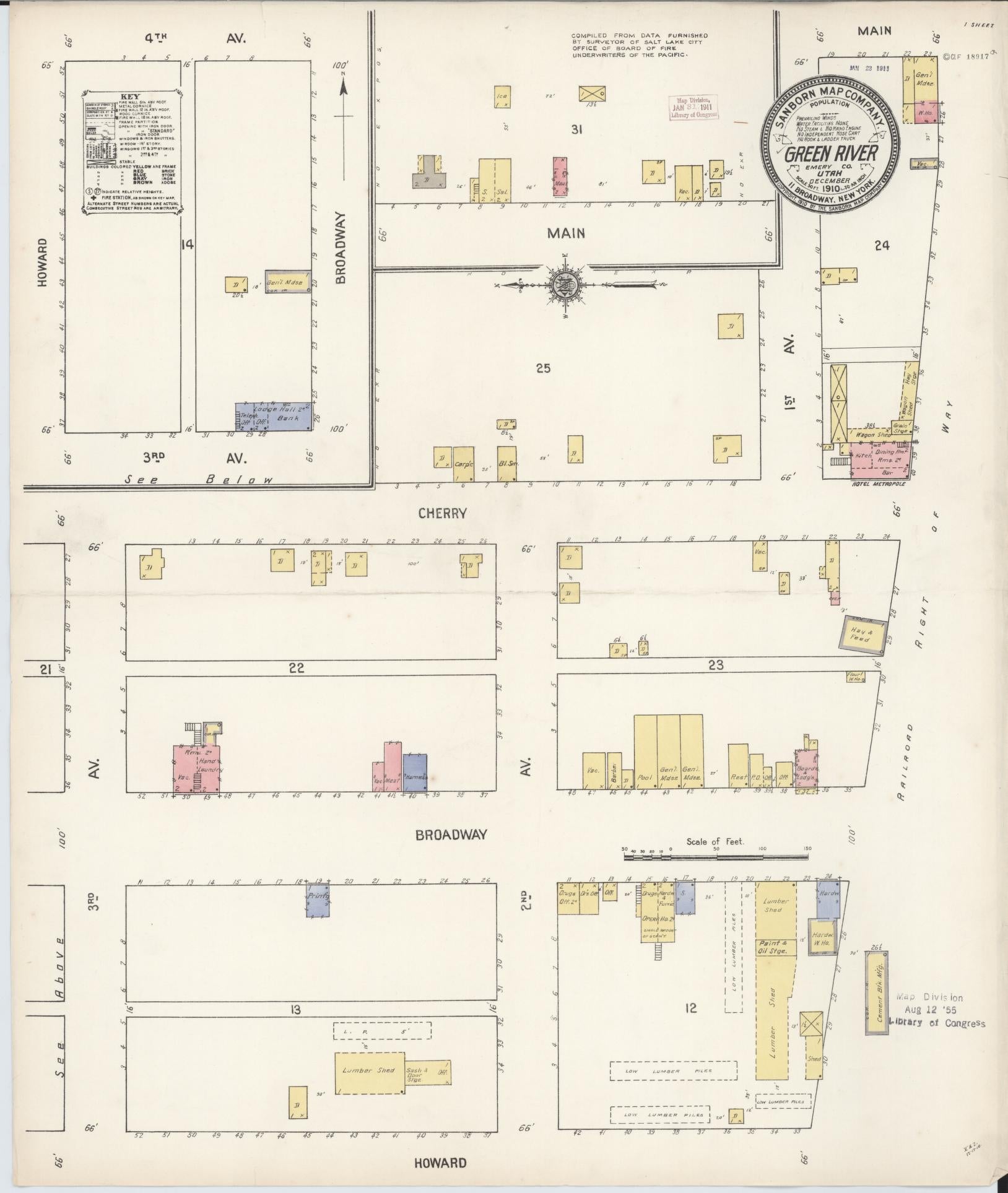 Sanborn Fire Insurance Map from Green River, Emery County, Utah. (1910) – Historic Sanborn Fire Insurance Map Print