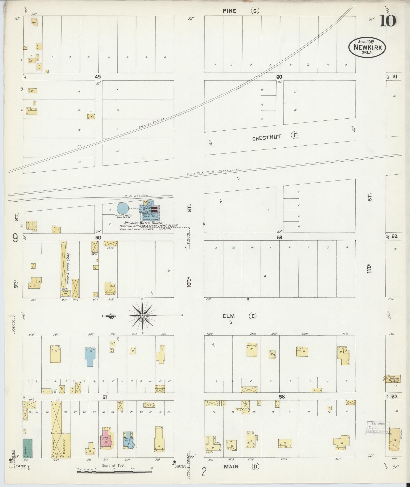 Sanborn Fire Insurance Map from Newkirk, Kay County, Oklahoma (1907), Sheet #0010 - Complete Map Set gallery image, historic Sanborn map, vintage wall art, Oklahoma Oklahoma