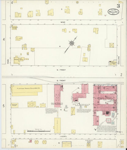 Sanborn Fire Insurance Map from Mullins, Marion County, South Carolina (1913), Sheet #0003 - Complete Map Set gallery image, historic Sanborn map, vintage wall art, South Carolina South Carolina
