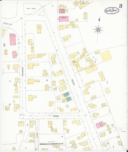 Sanborn Fire Insurance Map from Middlebury, Addison County, Vermont (1905), Sheet #0003 - Complete Map Set gallery image, historic Sanborn map, vintage wall art, Vermont Vermont