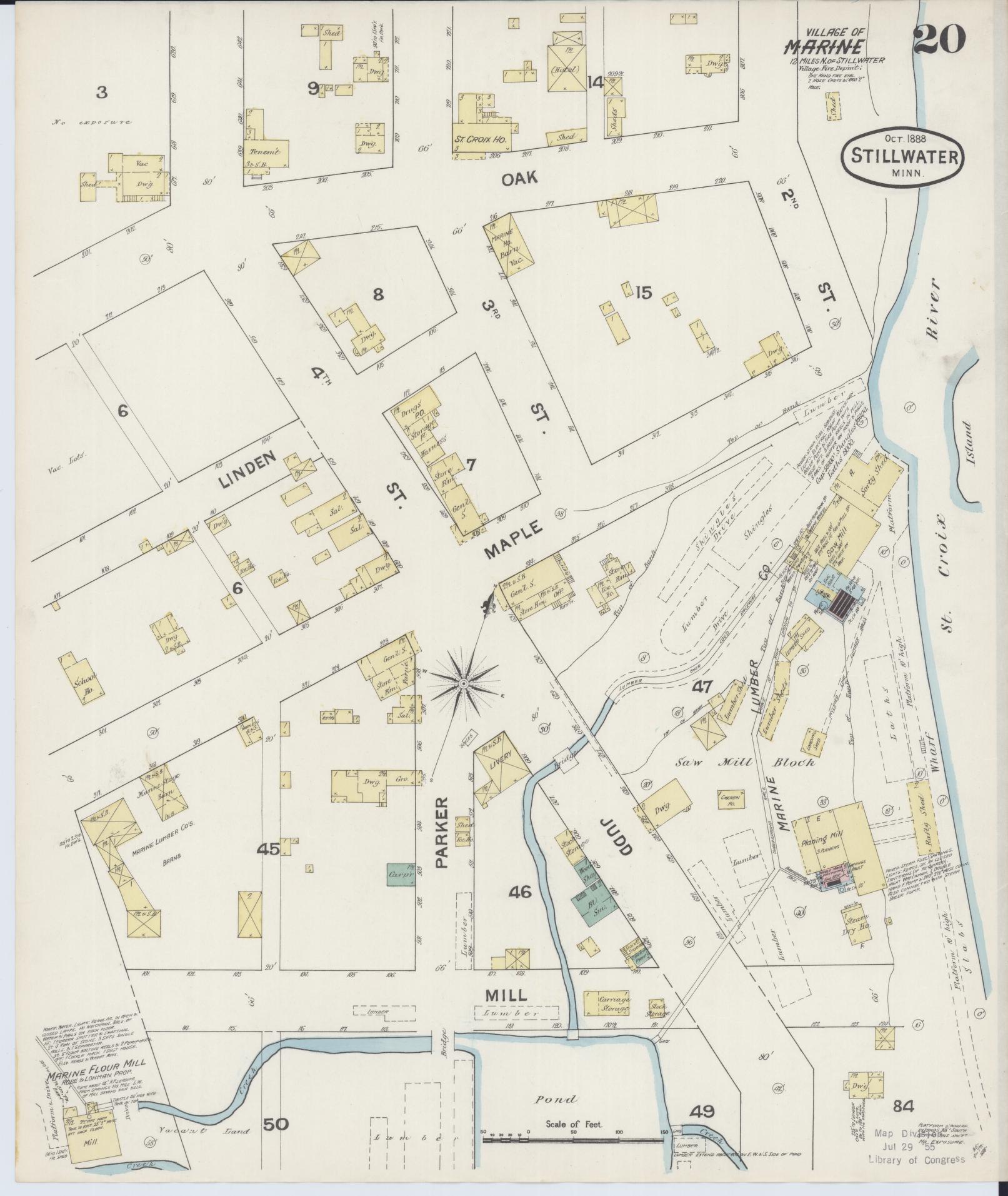Sanborn Fire Insurance Map from Stillwater, Washington County, Minnesota (1888), Sheet #0020 - Complete Map Set gallery image, historic Sanborn map, vintage wall art, Minnesota Minnesota