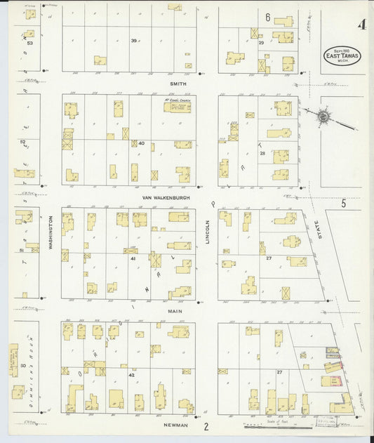 Sanborn Fire Insurance Map from East Tawas, Iosco County, Michigan (1910), Sheet #0004 - Historic Sanborn Fire Insurance Map Print, vintage old map wall art, antique decor, genealogy gift, Michigan Michigan map