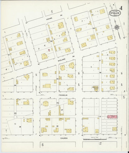 Sanborn Fire Insurance Map from Stigler, Haskell County, Oklahoma (1916), Sheet #0004 - Complete Map Set gallery image, historic Sanborn map, vintage wall art, Oklahoma Oklahoma