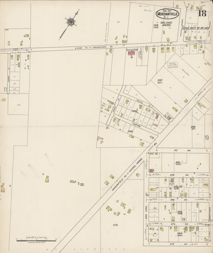 Sanborn Fire Insurance Map from Merchantville, Camden County, New Jersey (1921), Sheet #0018 - Historic Sanborn Fire Insurance Map Print, vintage old map wall art, antique decor, genealogy gift, New Jersey New Jersey map