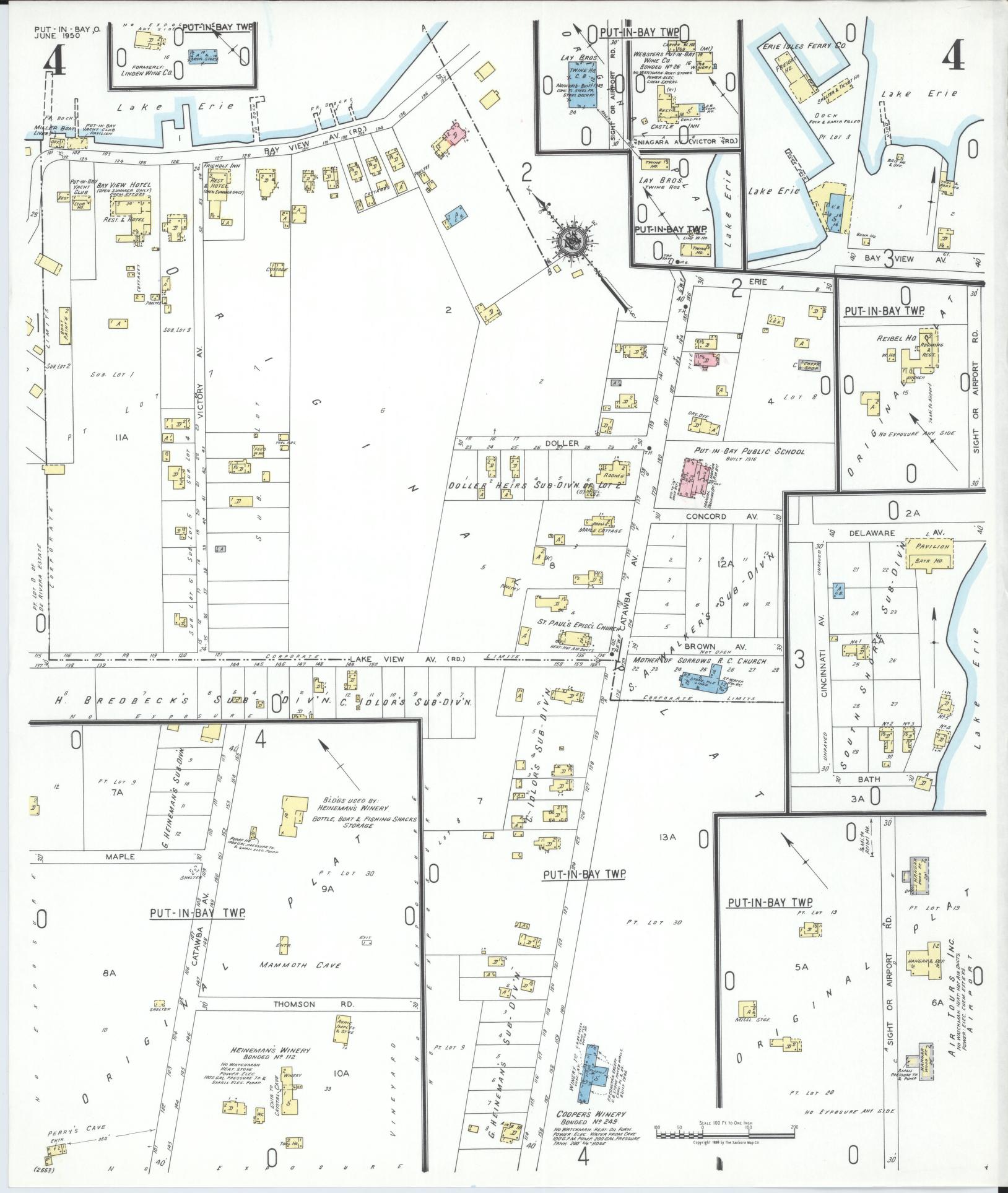 Sanborn Fire Insurance Map from Put-in-bay, Ottawa County, Ohio (1950), Sheet #0004 - Complete Map Set gallery image, historic Sanborn map, vintage wall art, Ohio Ohio