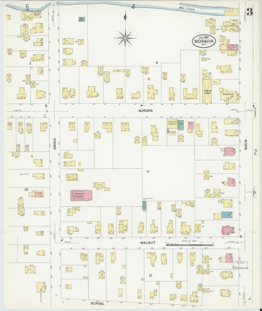 Sanborn Fire Insurance Map from Moravia, Cayuga County, New York (1908), Sheet #0003 - Historic Sanborn Fire Insurance Map Print, vintage old map wall art, antique decor, genealogy gift, New York New York map