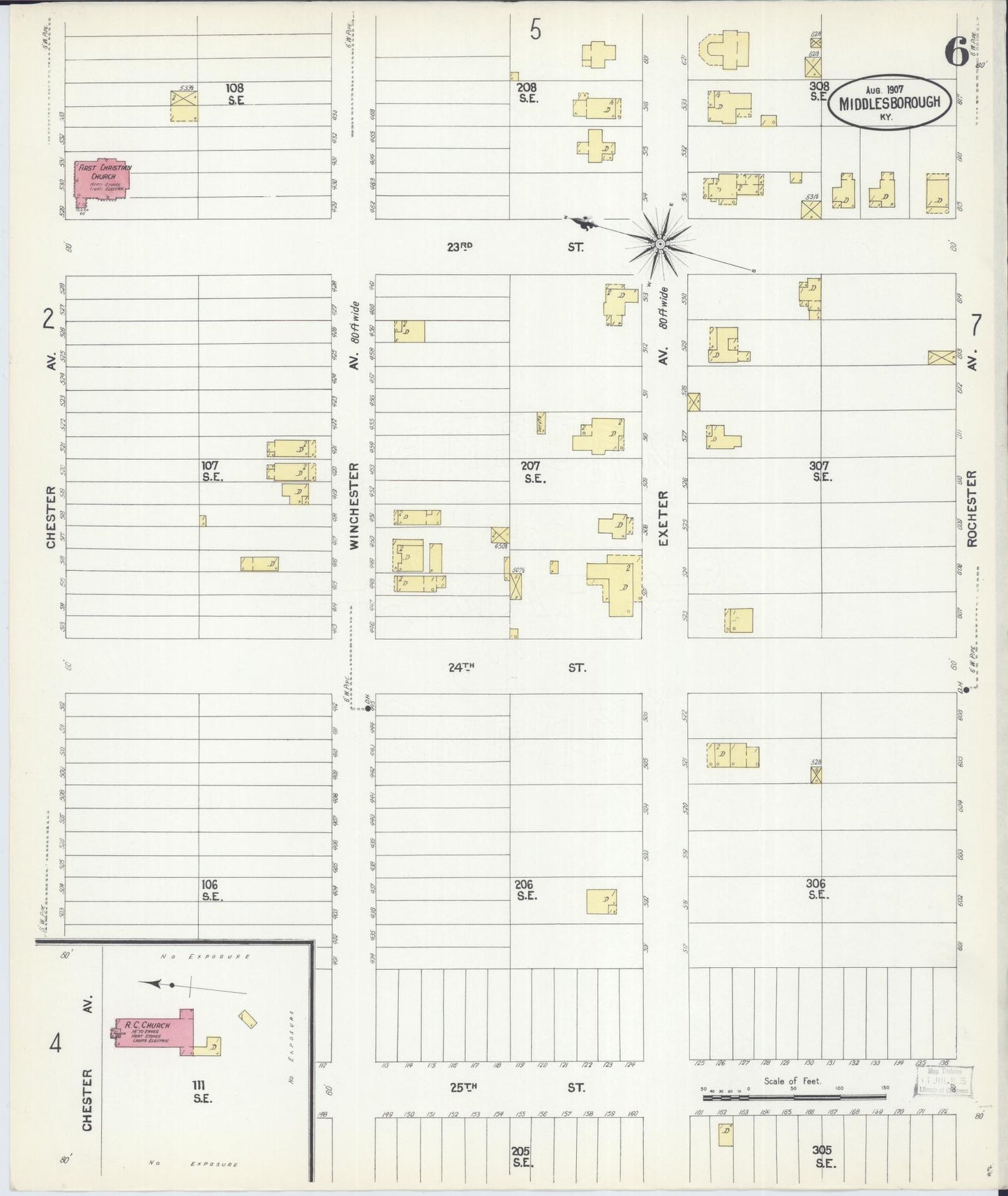 Sanborn Fire Insurance Map from Middlesboro, Bell County, Kentucky (1907), Sheet #0006 - Complete Map Set gallery image, historic Sanborn map, vintage wall art, Kentucky Kentucky