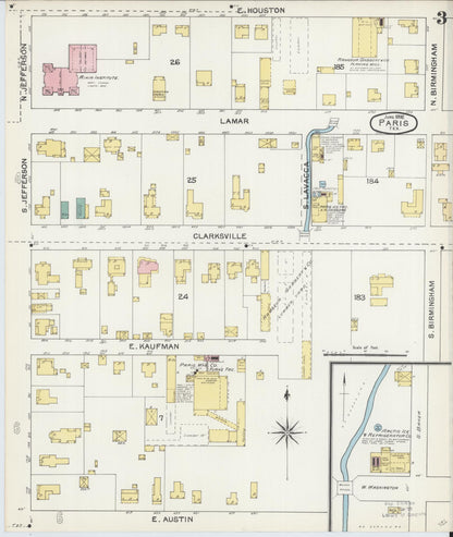 Sanborn Fire Insurance Map from Paris, Lamar County, Texas (1892), Sheet #0003 - Complete Map Set gallery image, historic Sanborn map, vintage wall art, Texas Texas