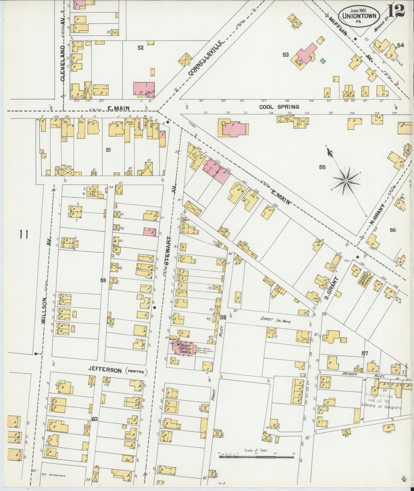 Sanborn Fire Insurance Map from Uniontown, Fayette County, Pennsylvania (1901), Sheet #0012 - Complete Map Set gallery image, historic Sanborn map, vintage wall art, Pennsylvania Pennsylvania