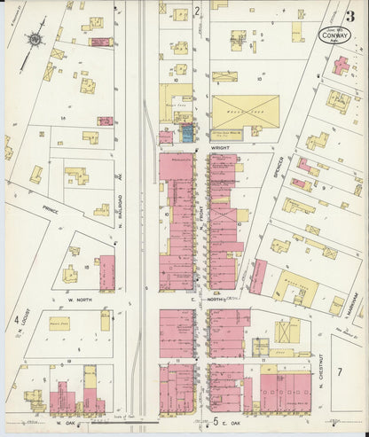 Sanborn Fire Insurance Map from Conway, Faulkner County, Arkansas (1913), Sheet #0003 - Complete Map Set gallery image, historic Sanborn map, vintage wall art, Arkansas Arkansas