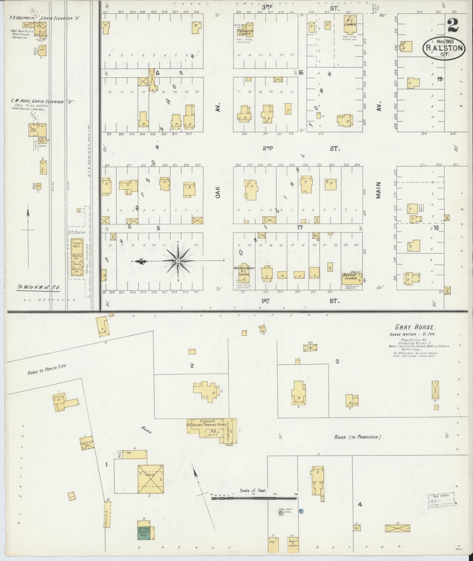 Sanborn Fire Insurance Map from Ralston, Pawnee County, Oklahoma (1903), Sheet #0002 - Historic Sanborn Fire Insurance Map Print, vintage old map wall art, antique decor, genealogy gift, Oklahoma Oklahoma map