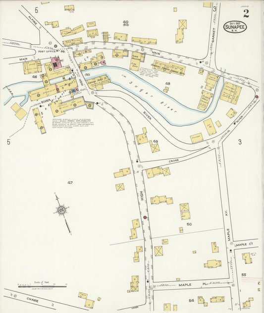 Sanborn Fire Insurance Map from Sunapee, Sullivan County, New Hampshire (1921), Sheet #0002 - Historic Sanborn Fire Insurance Map Print, vintage old map wall art, antique decor, genealogy gift, New Hampshire New Hampshire map