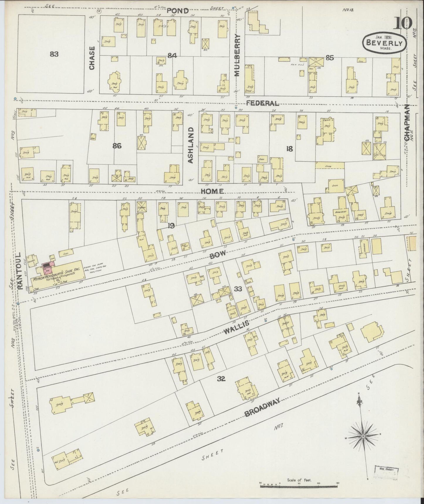 Sanborn Fire Insurance Map from Beverly, Essex County, Massachusetts (1891), Sheet #0010 - Complete Map Set gallery image, historic Sanborn map, vintage wall art, Massachusetts Massachusetts