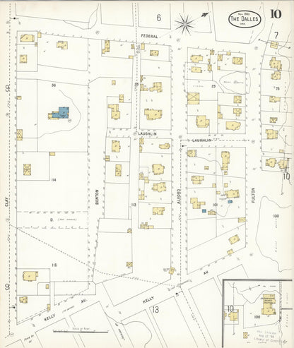 Sanborn Fire Insurance Map from The Dalles, Wasco County, Oregon (1900), Sheet #0010 - Complete Map Set gallery image, historic Sanborn map, vintage wall art, Oregon Oregon