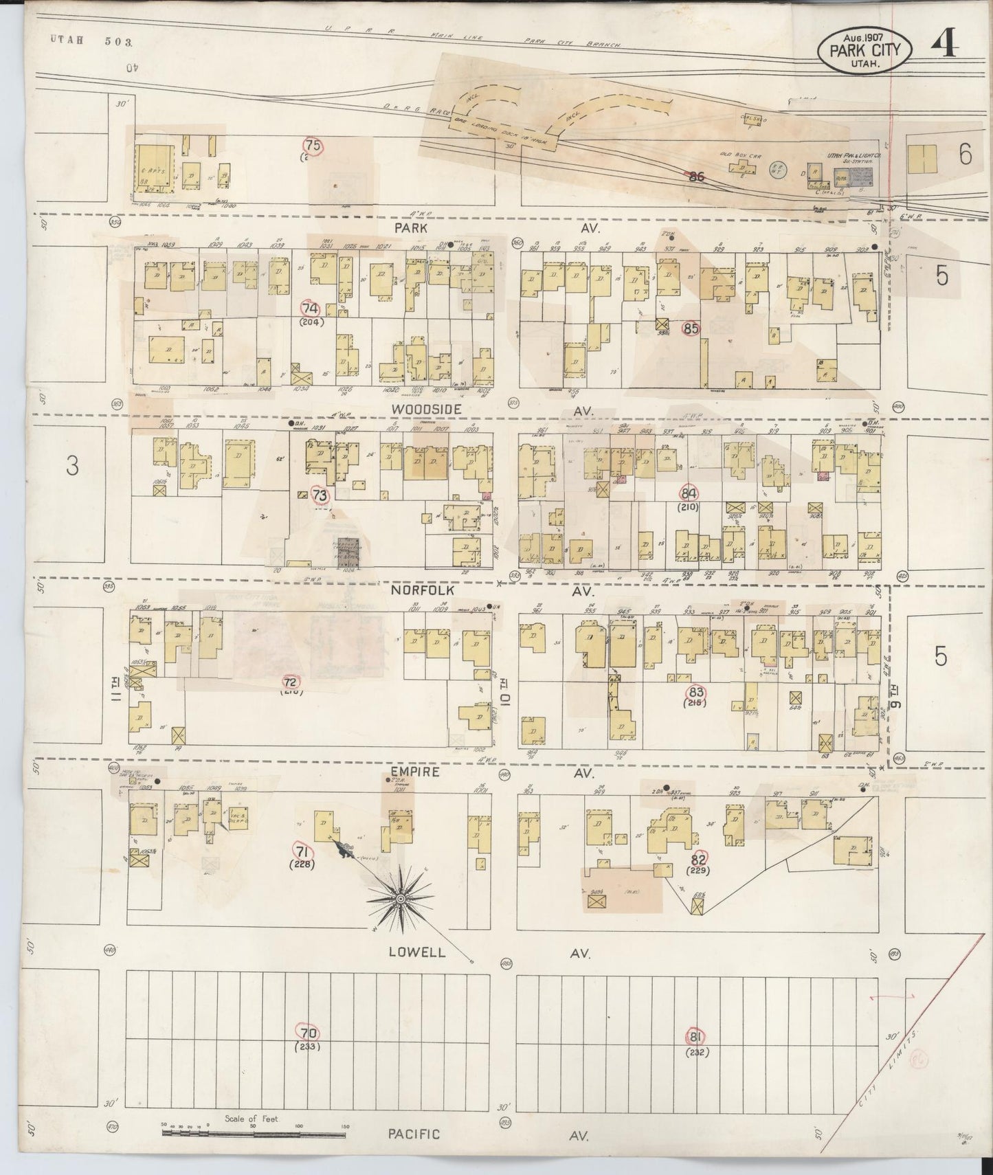 Sanborn Fire Insurance Map from Park City, Summit County, Utah (1940), Sheet #0004 - Historic Sanborn Fire Insurance Map Print, vintage old map wall art, antique decor, genealogy gift, Utah Utah map