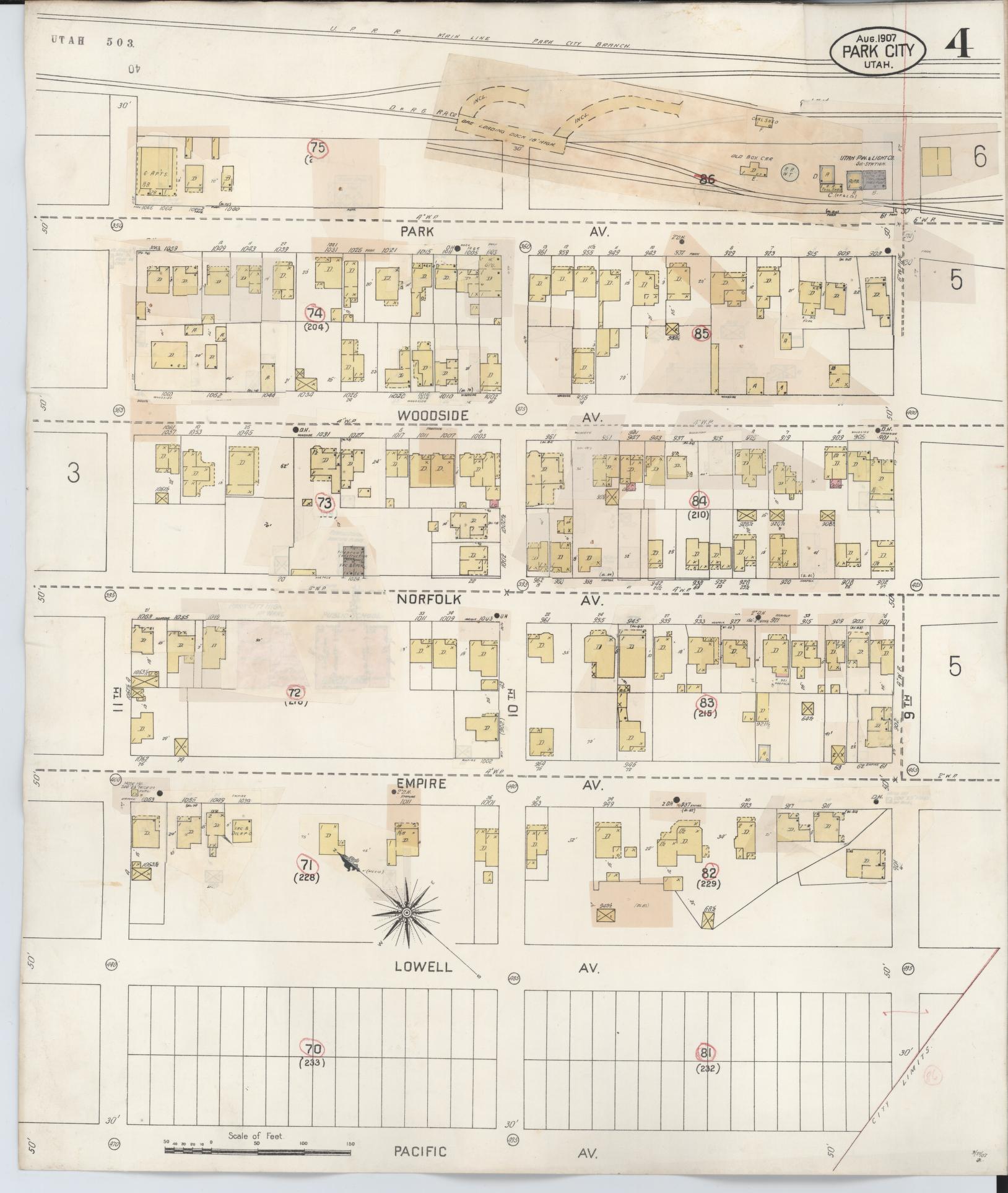 Sanborn Fire Insurance Map from Park City, Summit County, Utah (1940), Sheet #0004 - Historic Sanborn Fire Insurance Map Print, vintage old map wall art, antique decor, genealogy gift, Utah Utah map