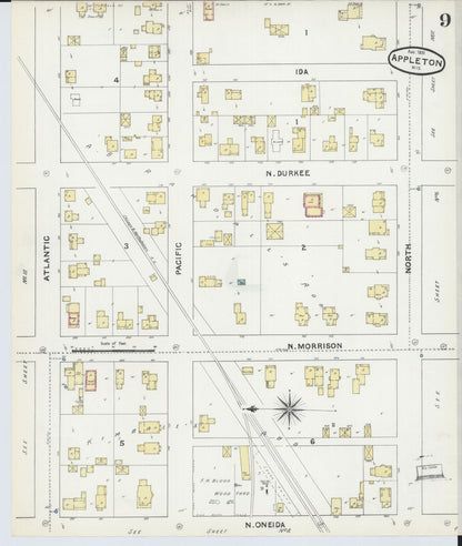 Sanborn Fire Insurance Map from Appleton, Outagamie County, Wisconsin (1891), Sheet #0009 - Complete Map Set gallery image, historic Sanborn map, vintage wall art, Wisconsin Wisconsin