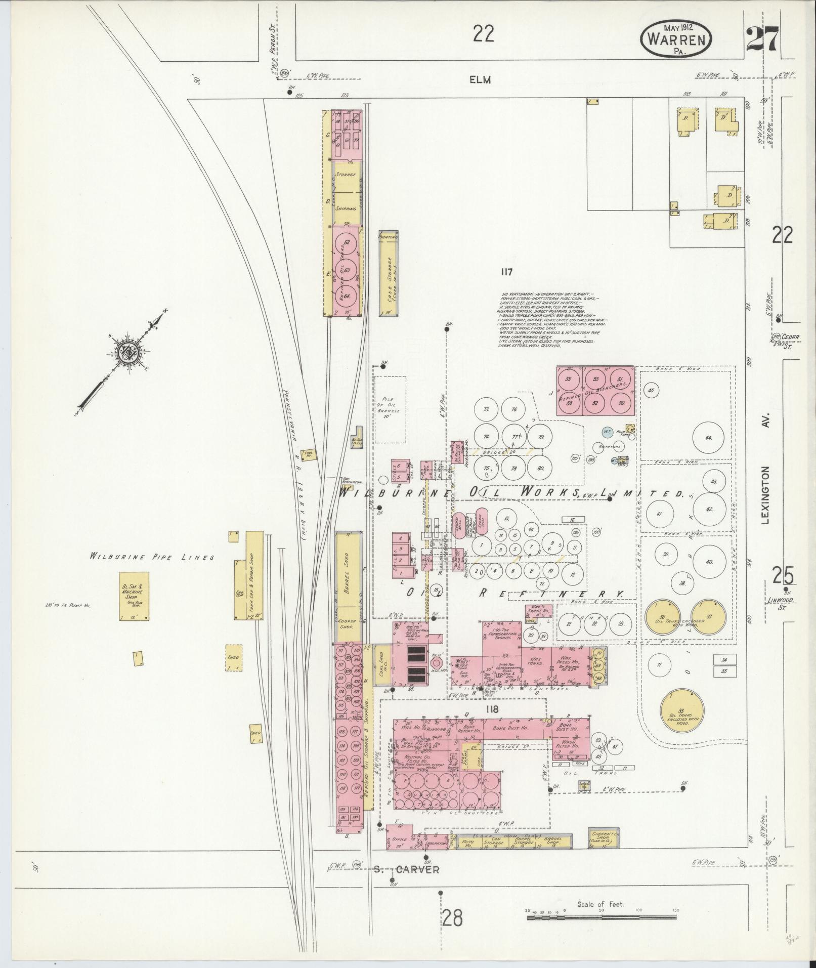 Sanborn Fire Insurance Map from Warren, Warren County, Pennsylvania (1912), Sheet #0027 - Historic Sanborn Fire Insurance Map Print, vintage old map wall art, antique decor, genealogy gift, Pennsylvania Pennsylvania map