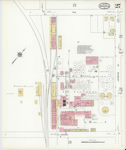 Sanborn Fire Insurance Map from Warren, Warren County, Pennsylvania (1912), Sheet #0027 - Historic Sanborn Fire Insurance Map Print, vintage old map wall art, antique decor, genealogy gift, Pennsylvania Pennsylvania map