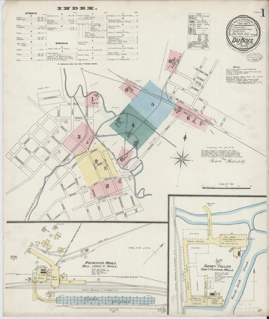 Sanborn Fire Insurance Map from Du Bois, Clearfield County, Pennsylvania (1887), Sheet #0001 - Historic Sanborn Fire Insurance Map Print, vintage old map wall art, antique decor, genealogy gift, Pennsylvania Pennsylvania map
