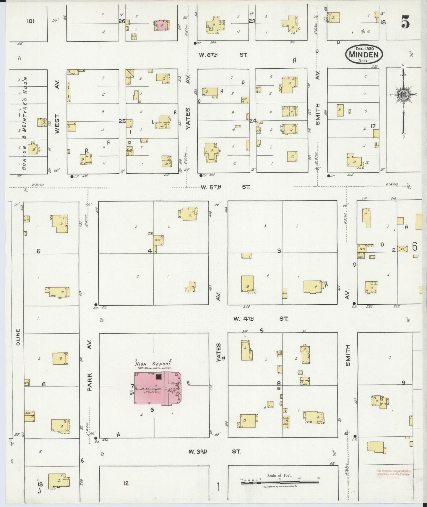 Sanborn Fire Insurance Map from Minden, Kearney County, Nebraska (1920), Sheet #0005 - Complete Map Set gallery image, historic Sanborn map, vintage wall art, Nebraska Nebraska