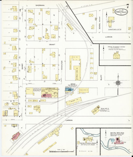 Sanborn Fire Insurance Map from Iowa Falls, Hardin County, Iowa (1911), Sheet #0007 - Historic Sanborn Fire Insurance Map Print, vintage old map wall art
