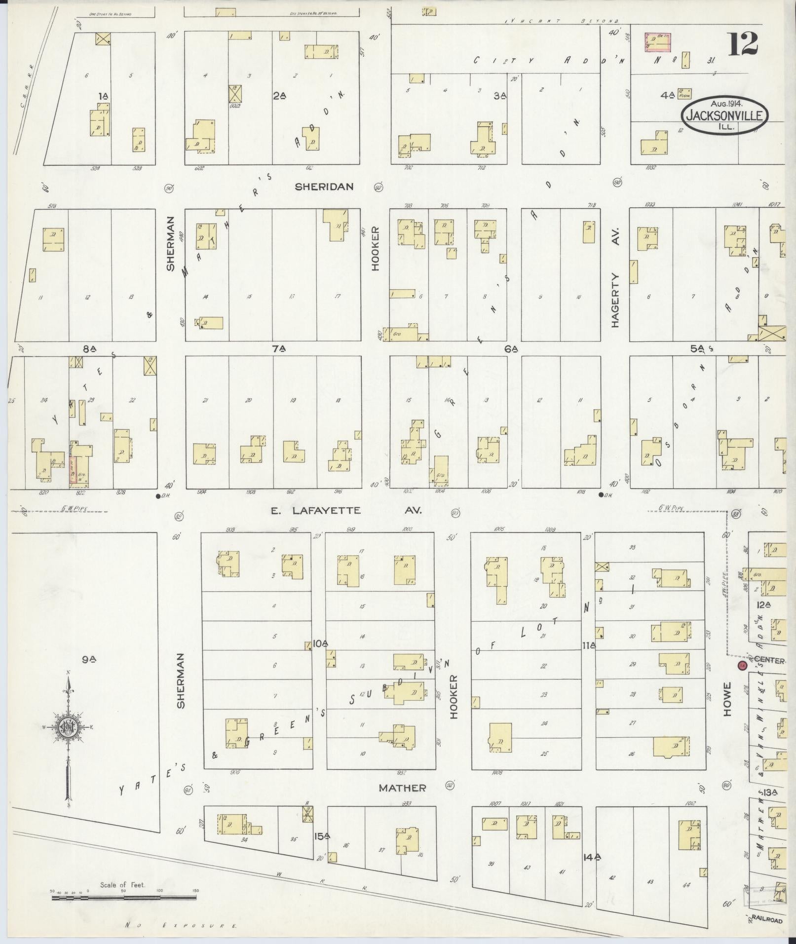 Sanborn Fire Insurance Map from Jacksonville, Morgan County, Illinois. (1914), Sheet 12 – Historic Sanborn Fire Insurance Map Print