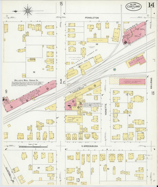 Sanborn Fire Insurance Map from Cortland, Cortland County, New York (1908), Sheet #0014 - Historic Sanborn Fire Insurance Map Print, vintage old map wall art, antique decor, genealogy gift, New York New York map