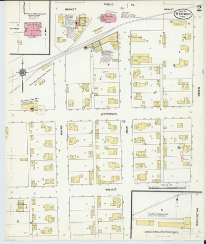 Sanborn Fire Insurance Map from Mendon, Mercer County, Ohio (1911), Sheet #0002 - Complete Map Set gallery image, historic Sanborn map, vintage wall art, Ohio Ohio