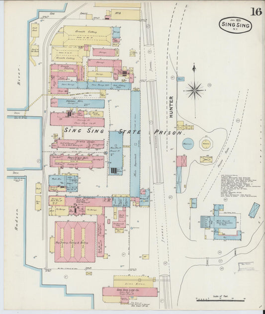 Sanborn Fire Insurance Map from Sing Sing, Westchester County, New York (1891), Sheet #0016 - Historic Sanborn Fire Insurance Map Print, vintage old map wall art, antique decor, genealogy gift, New York New York map
