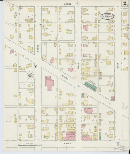 Sanborn Fire Insurance Map from Degraff, Logan County, Ohio (1895), Sheet #0002 - Historic Sanborn Fire Insurance Map Print, vintage old map wall art, antique decor, genealogy gift, Ohio Ohio map